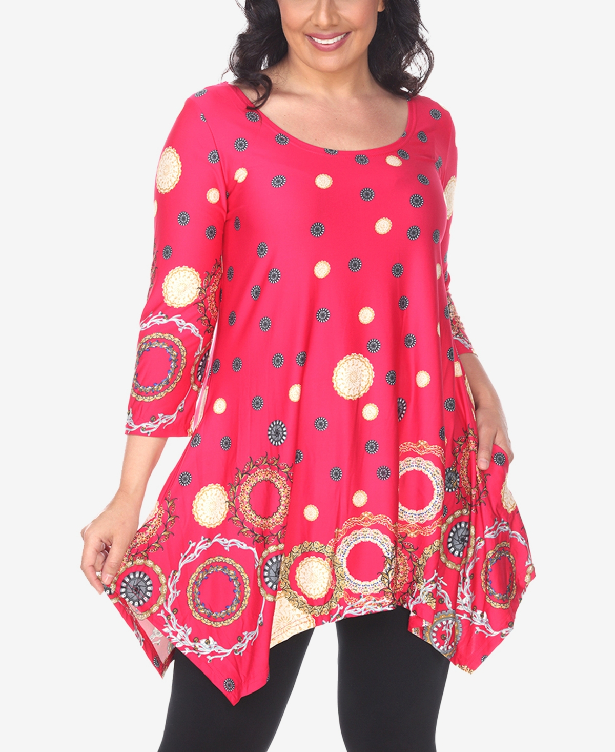 White Mark Plus Size Erie 3/4 Sleeve Tunic Top