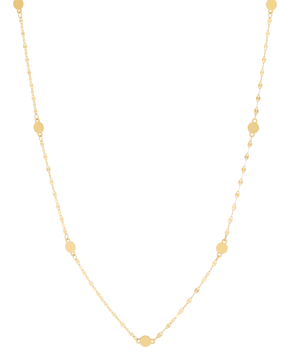 Macy's Polished Disc Station Mirror Link 18" Chain Necklace In 14k Gold In Yellow Gold