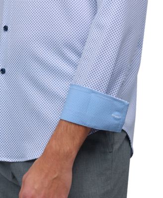 Men's Recycled Slim Fit Zig Zag Performance Stretch Cooling Comfort Dress Shirt