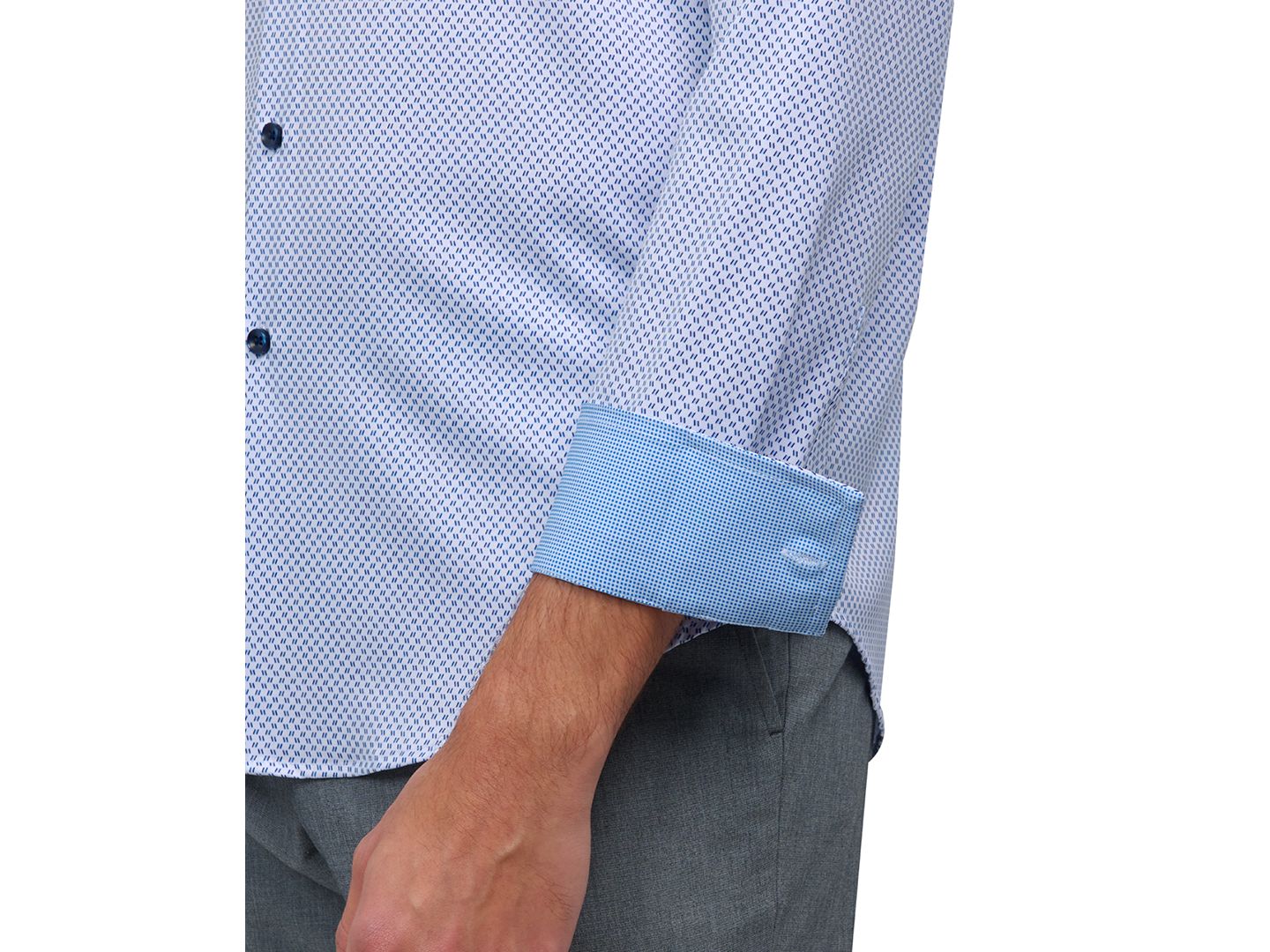 Мужская рубашка ConStruct Recycled Slim Fit Zig Zag Performance Stretch Cooling Comfort Dress Shirt, цвет: Белый — фото 5