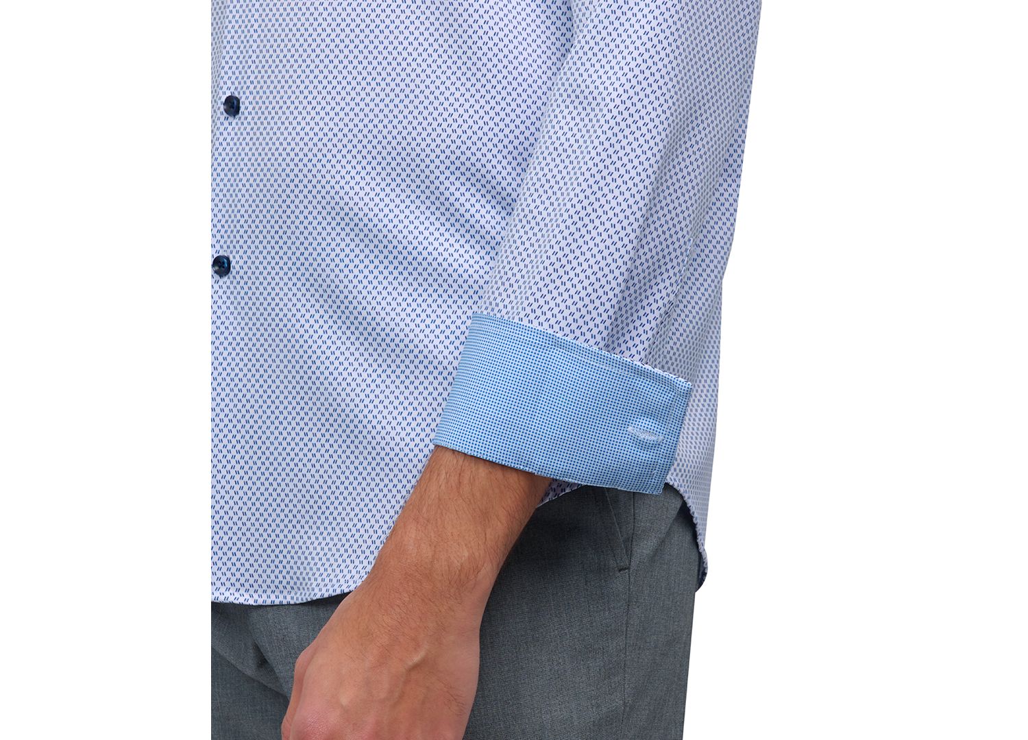 Men's Recycled Slim Fit Zig Zag Performance Stretch Cooling Comfort Dress Shirt