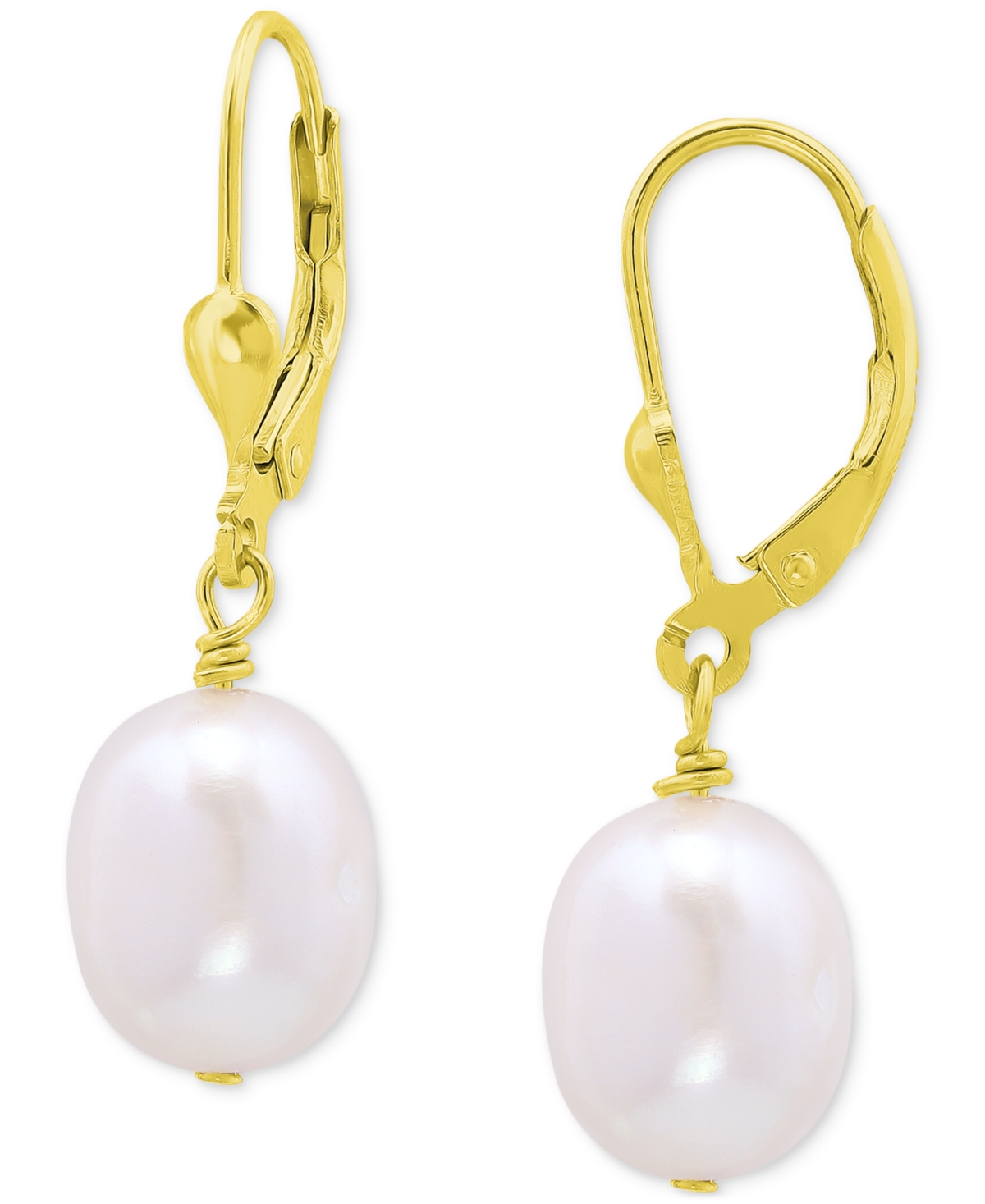 Giani Bernini Cultured Freshwater Baroque Pearl (10mm) Leverback Drop Earrings, Created For Macy's In Gold Over Silver