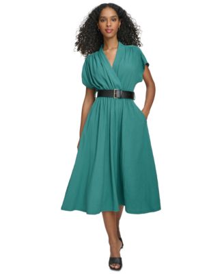 Calvin Klein Women's Gauze Belted Midi Dress - Macy's