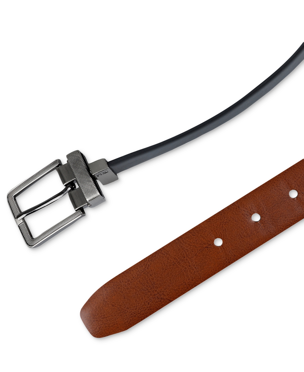 Kenneth Cole Reaction Men's Reversible Faux-Leather Harness-Buckle Belt -Brown
