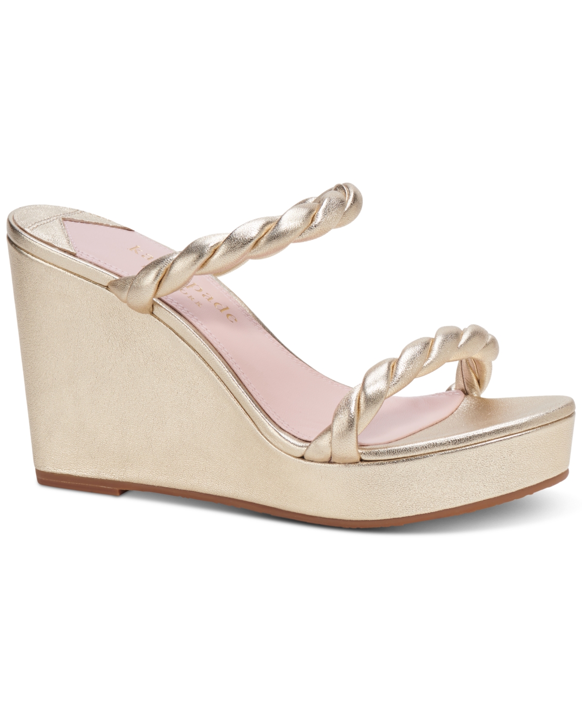 Shop Kate Spade Women's Nina Wedge Sandals In Pale Gold