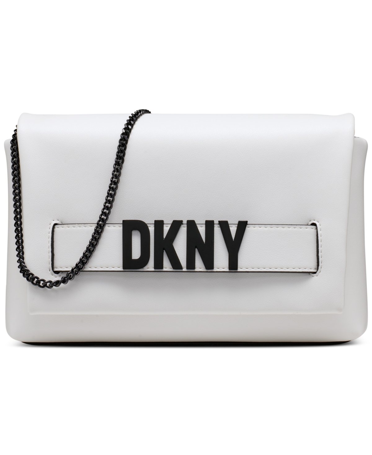 Shop Dkny Pilar Small Leather Clutch In Optic White