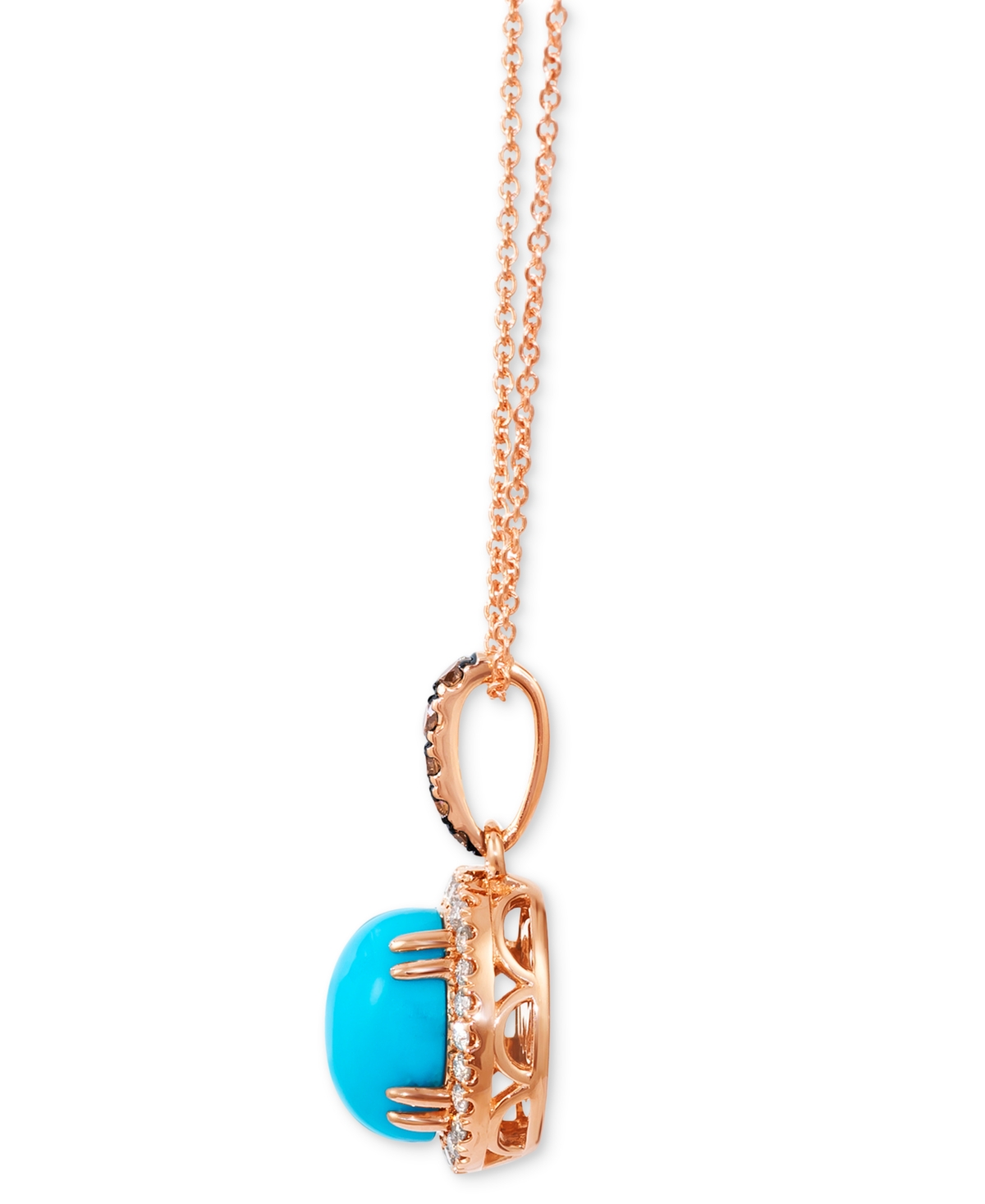 Shop Le Vian Robins Egg Blue Turquoise (2 Ct. T.w.) & Diamond (1/4 Ct. T.w.) Halo Adjustable 20" Pendant Necklace In K Rg
