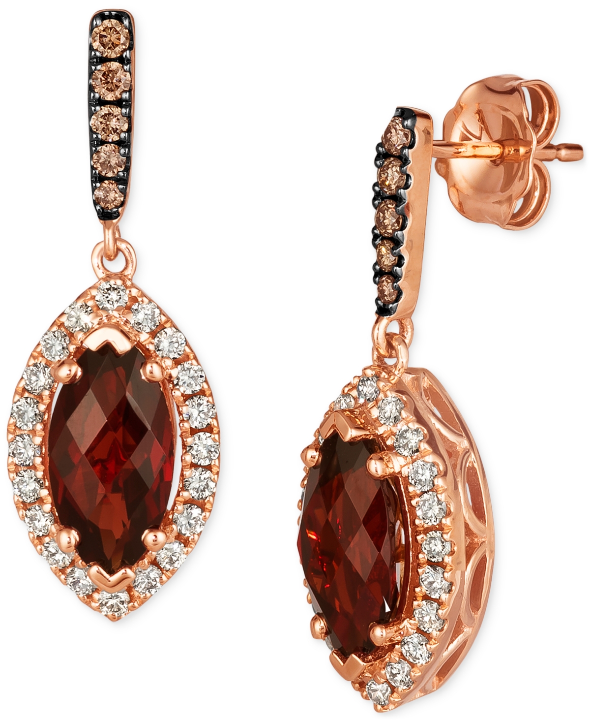 Le Vian Pomegranate Garnet (2-7/8 Ct. T.w.) & Diamond (1/2 Ct. T.w.) Halo Drop Earrings In 14k Rose Gold In K Rg