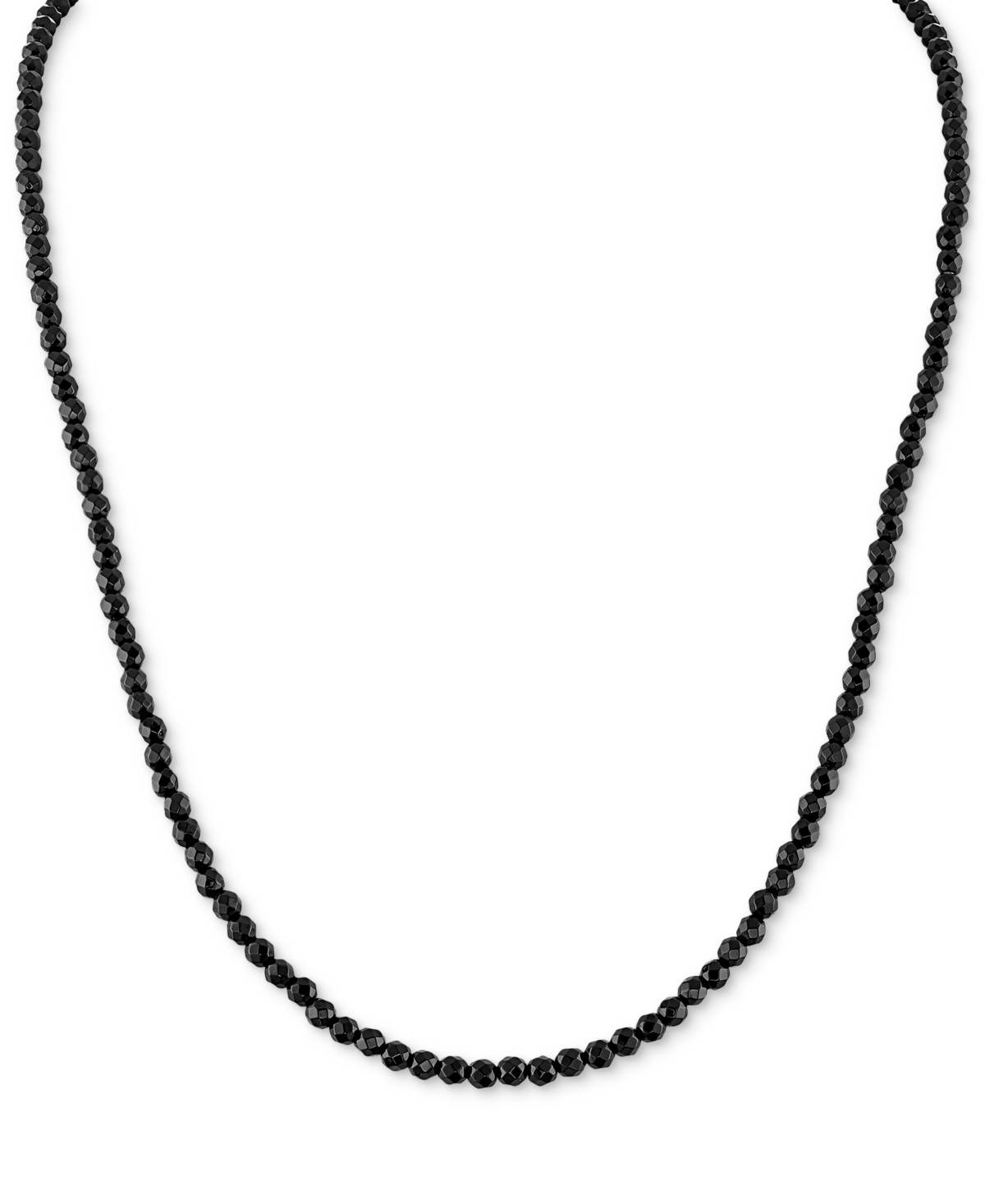Black Spinel Beaded 22" Statement Necklace in Sterling Silver, Created for Macy's - Black