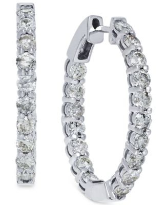 Macy's Diamond Hoop Earrings in 14k White Gold (4 ct. t.w.) - Macy's