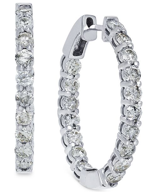 Macy S Diamond Hoop Earrings In 14k White Gold 4 Ct T W