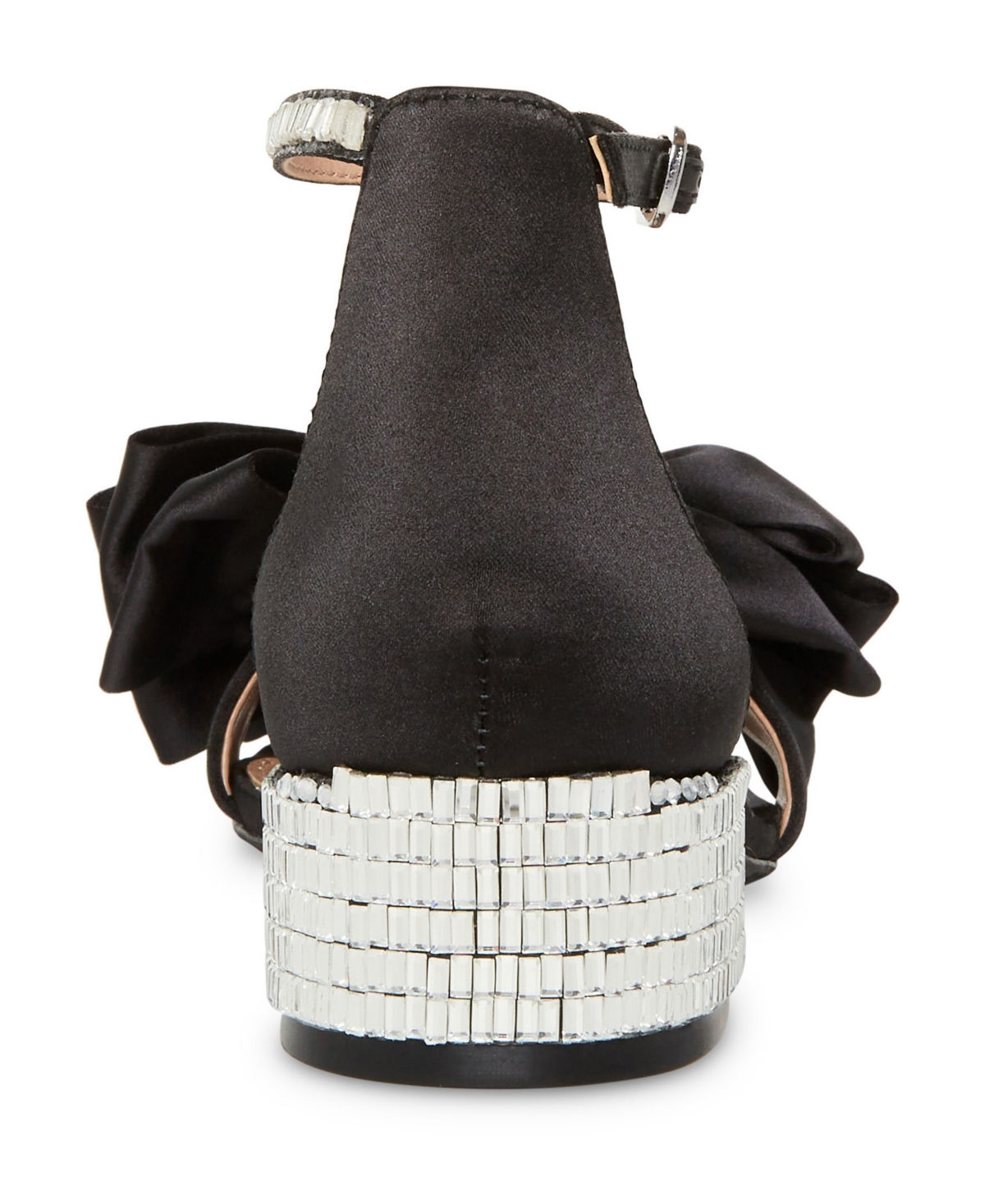 Betsey Johnson Little And Big Girls Maddy Rhinestone Heeled Sandals With Bow In Black