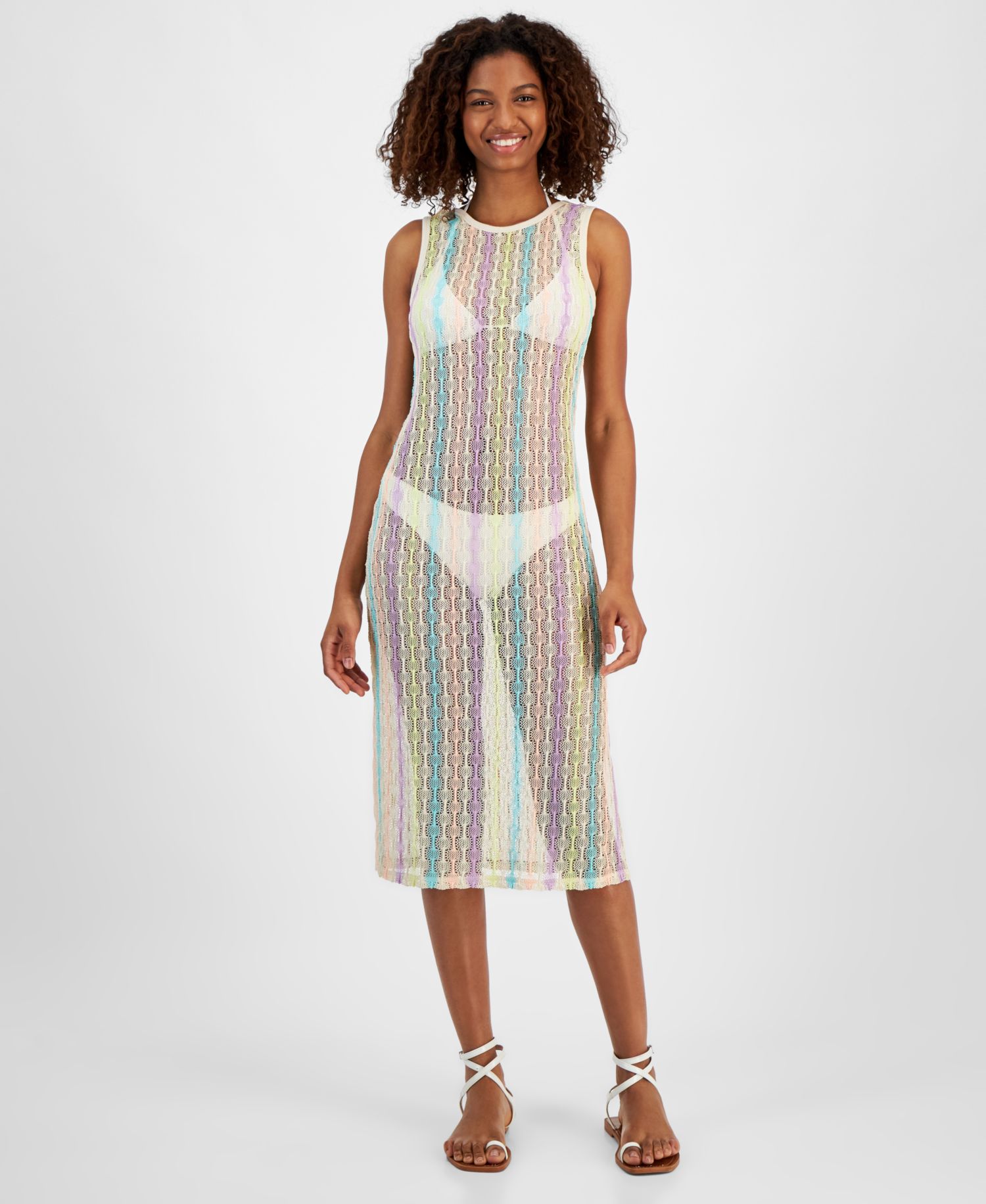 Juniors' Low-Back Midi Dress Swim Cover-Up