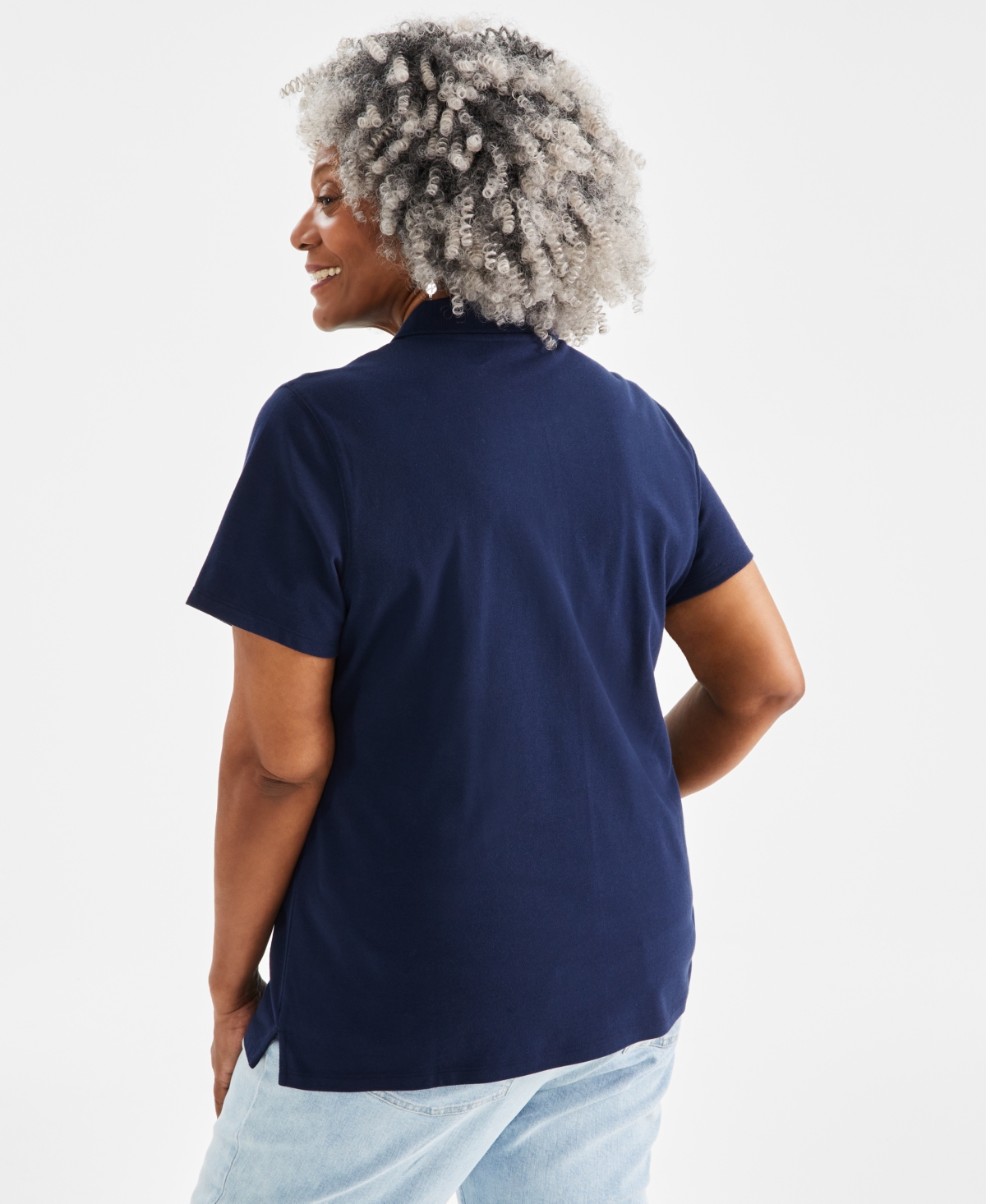 Style & Co Plus Size Solid Cotton Polo Shirt, Created for Macy's