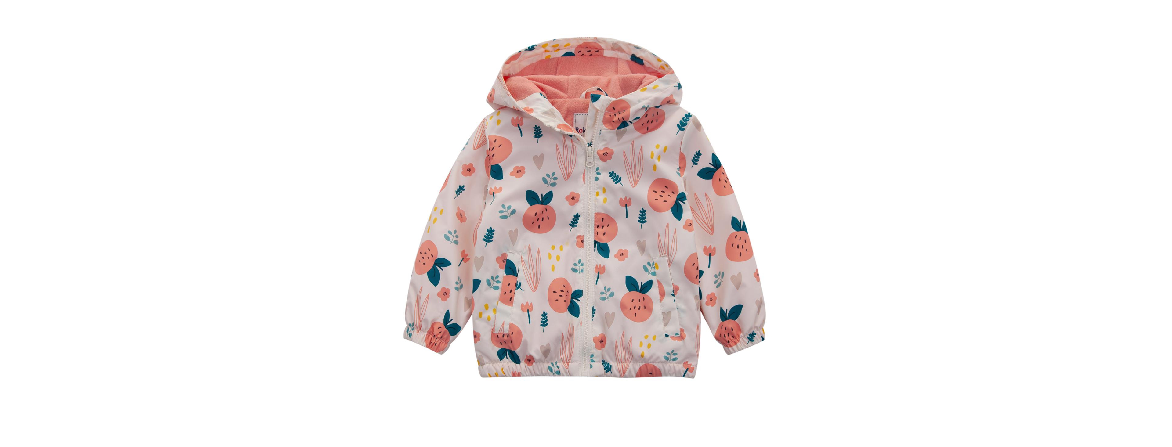 Rokka&Rolla Toddler Girls Fleece Lined Windbreaker Rain Jacket
