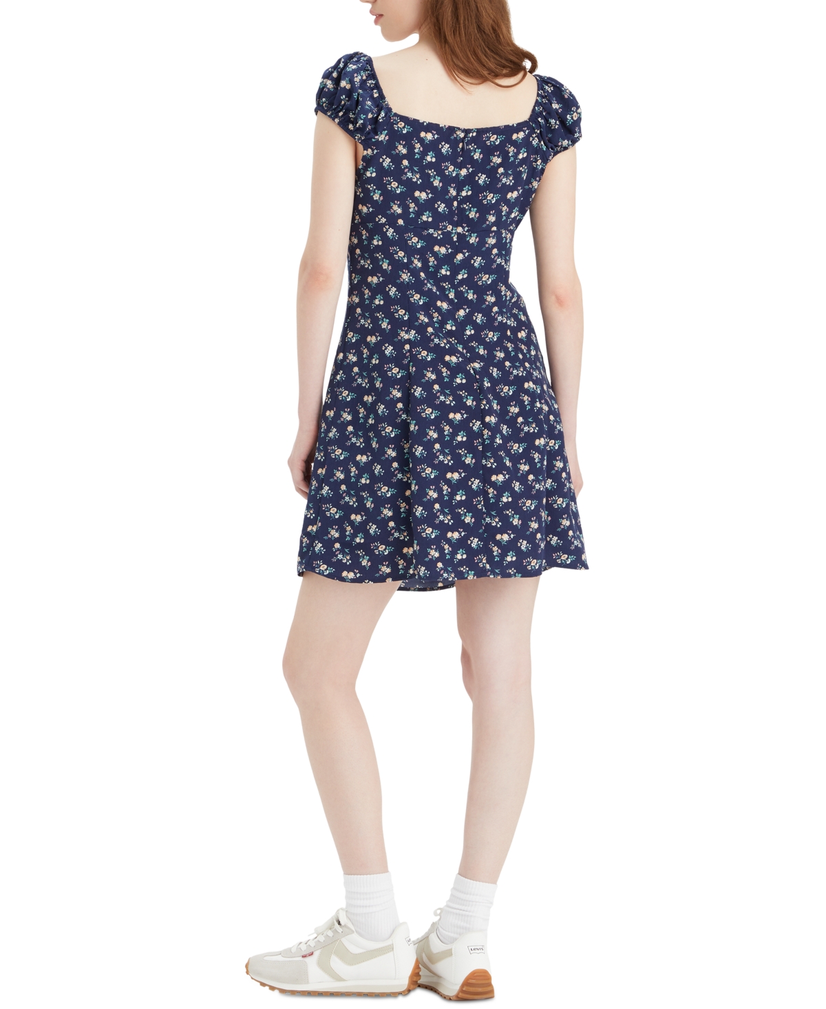 Shop Levi's Women's Clementine Printed Cap-sleeve Dress In Picnic Ditzy Naval Academy