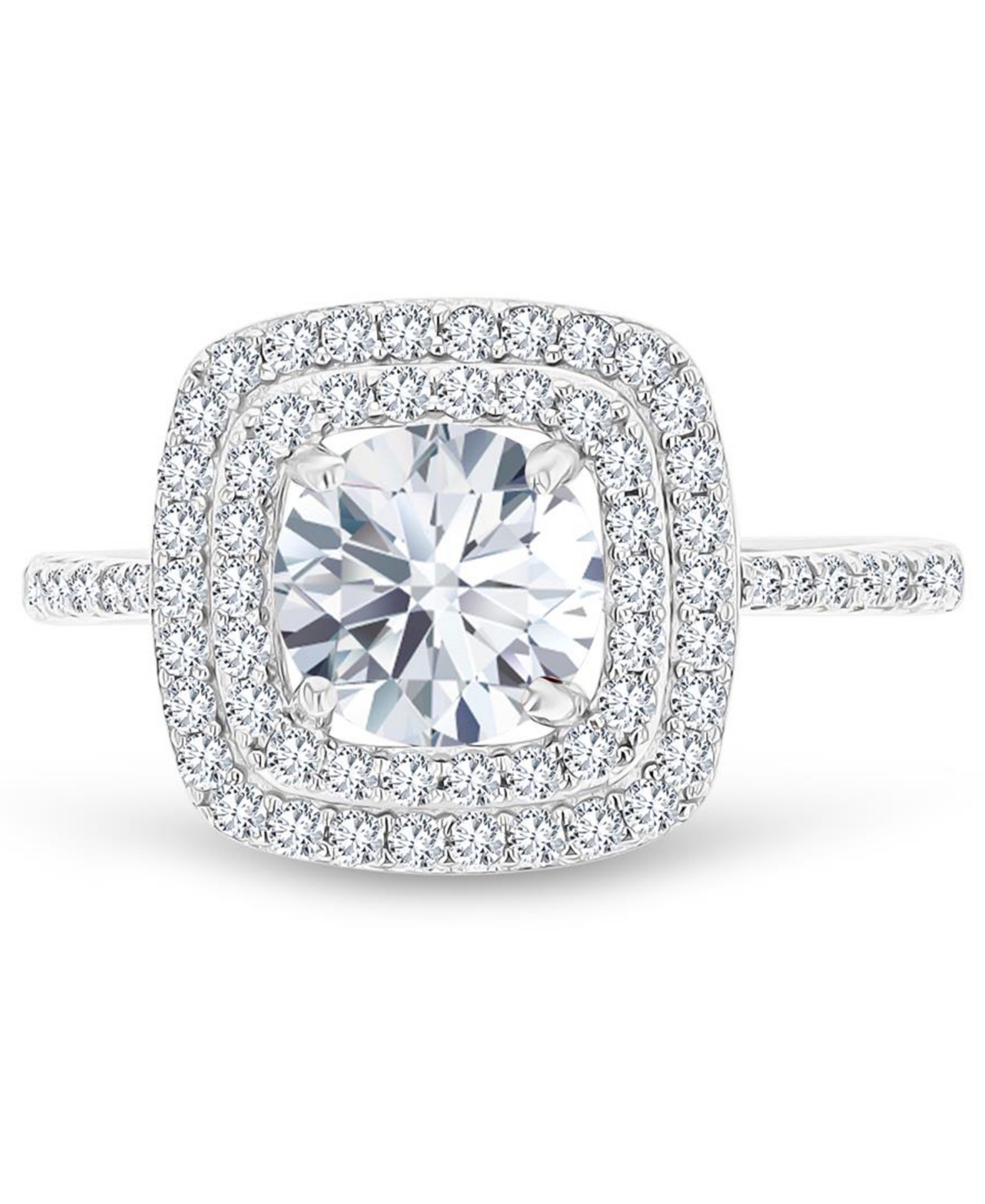 Amethyst (1-1/5 ct. t.w.) & Lab-Grown White Sapphire (1/2 ct. t.w.) Square Halo Birthstone Ring in Sterling Silver (Also in Additional Birthstones)