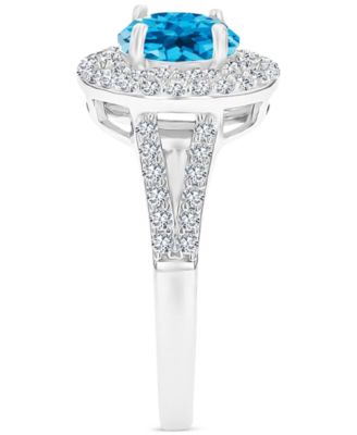 Amethyst (1-1/5 ct. t.w.) & Lab-Grown White Sapphire (5/8 ct. t.w.) Halo Birthstone Ring in Sterling Silver (Also in Additional Birthstones)