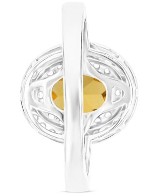 Amethyst (1-1/20 ct. t.w.) & Lab-Grown White Sapphire (3/4 ct. t.w.) Oval Halo Birthstone Ring in Sterling Silver (Also in Additional Birthstones)