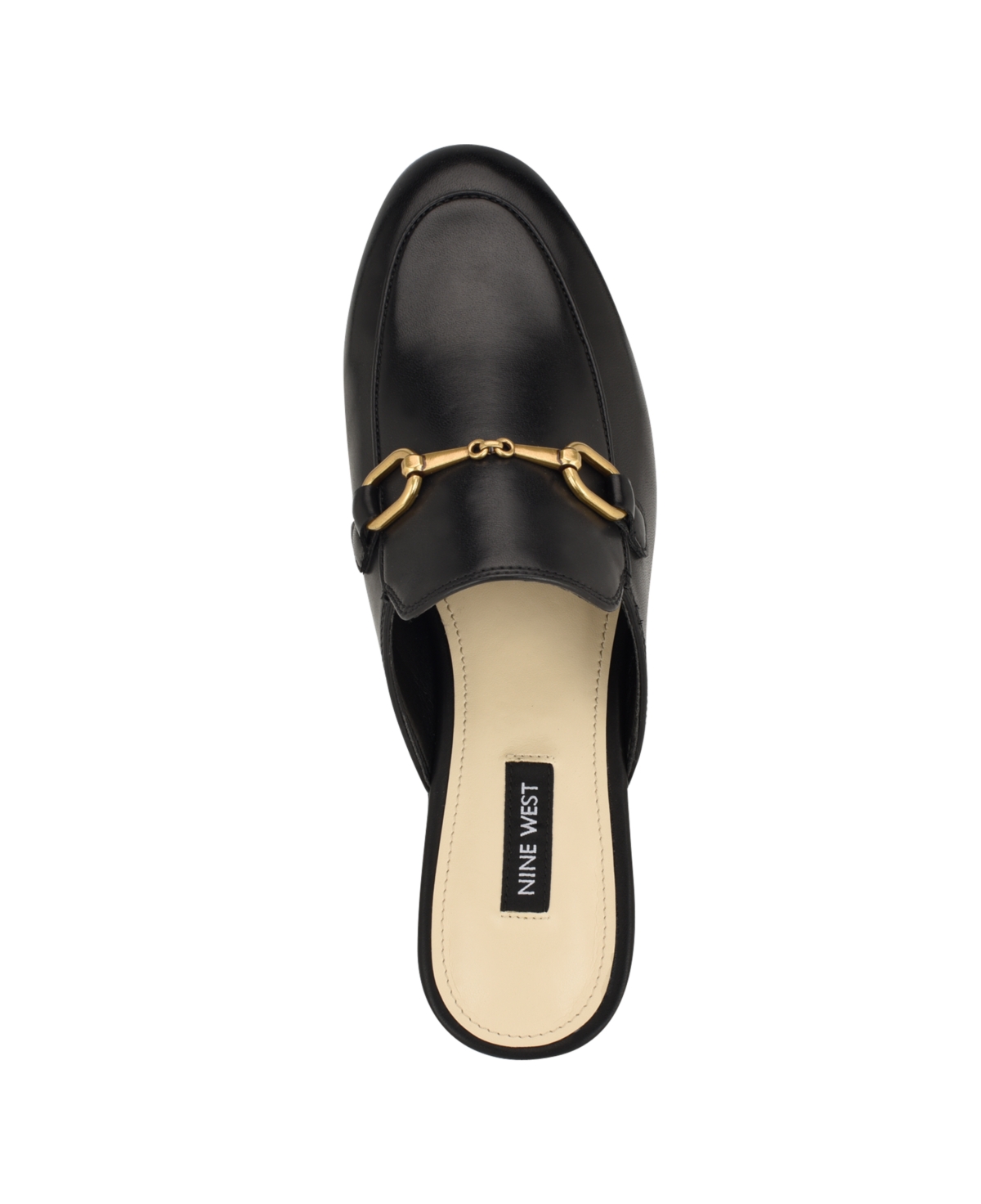 Nine West Women's Bhalya Round Toe Slip-On Flat Casual Mules - Black - Faux Leather