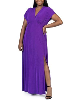 Plus Size Front Slit Empire Waist Maxi Dress