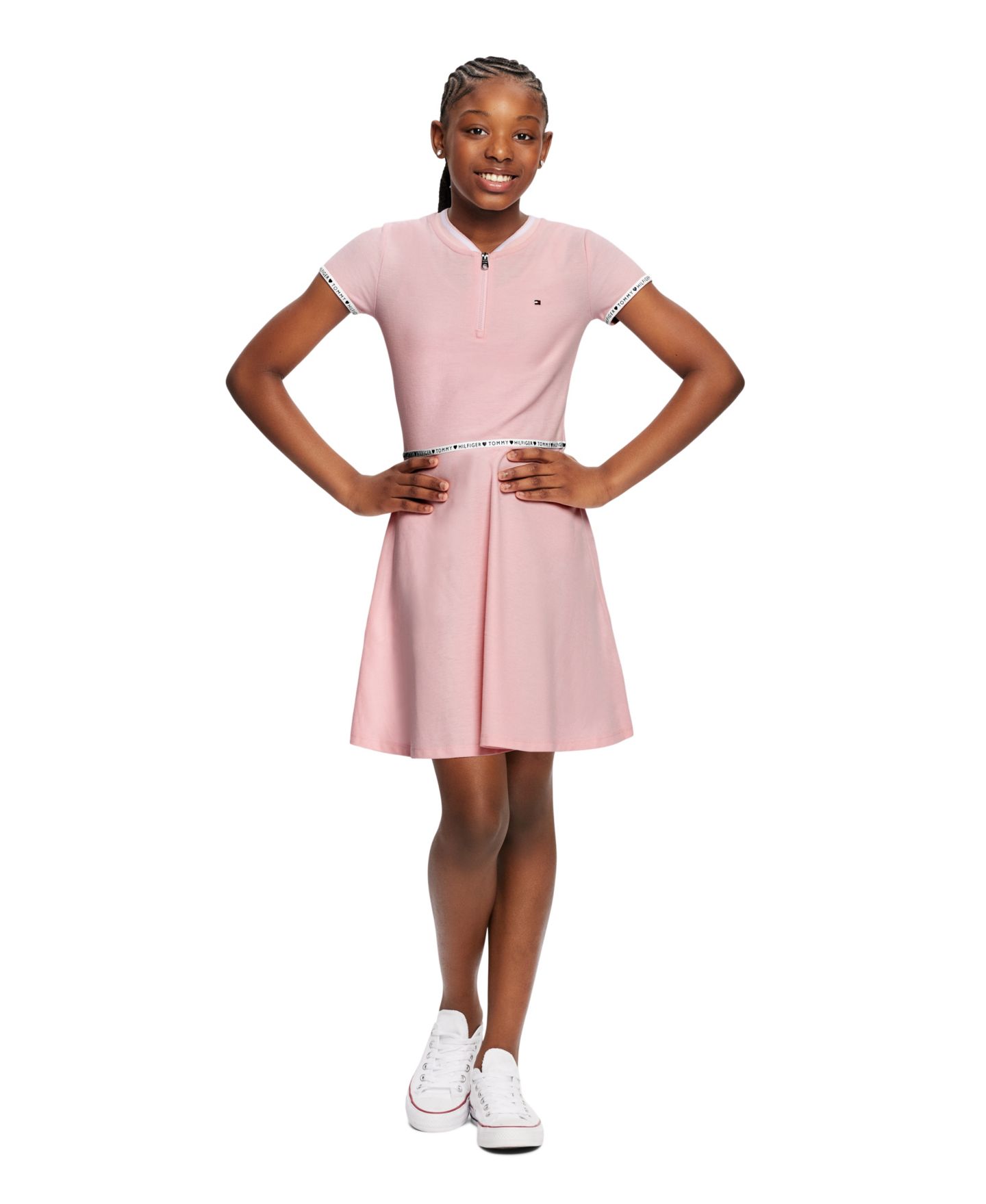 Платье Tommy Hilfiger Quarter Zip Dress для девочек-малышей, цвет: Светлый розовый — фото 1