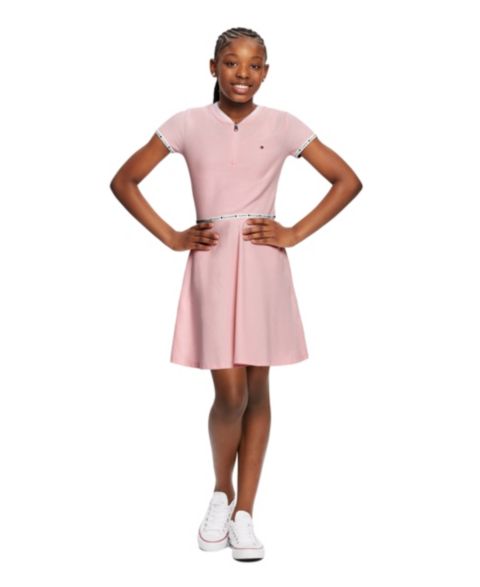 Платье Tommy Hilfiger Quarter Zip Dress для девочек-малышей, цвет: Светлый розовый