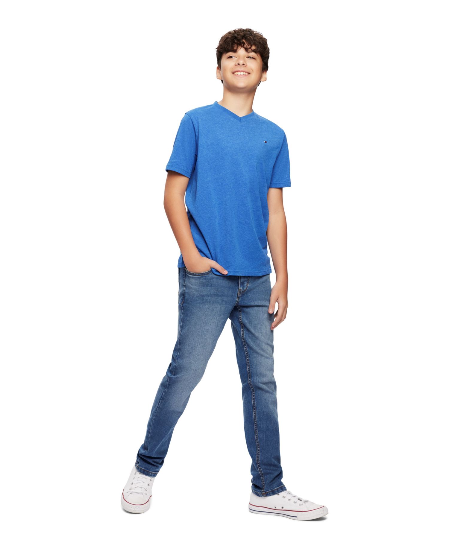 Toddler and Little Boys Embroidered Logo V-Neck Tee