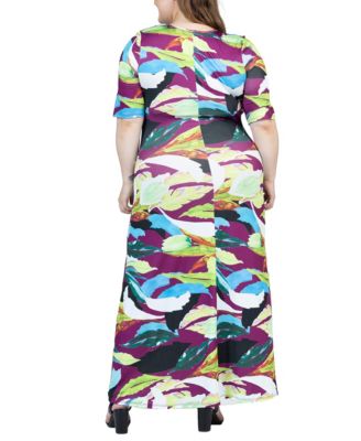 Plus Size Elbow Sleeve Casual A Line Maxi Dress