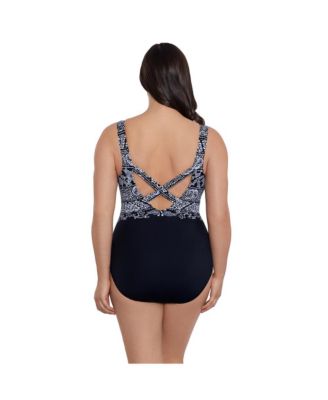 Women's Heated Waters X-Back Tank Long Torso One-Piece Swimsuit