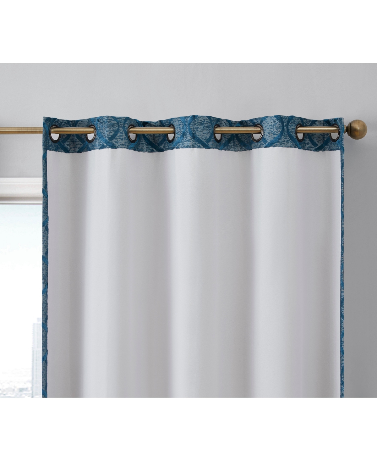 Hlc.me Versailles Lattice Flocked 100% Complete Blackout Thermal Insulated Window Curtain Grommet Panels, Energy Savings & Soundproof