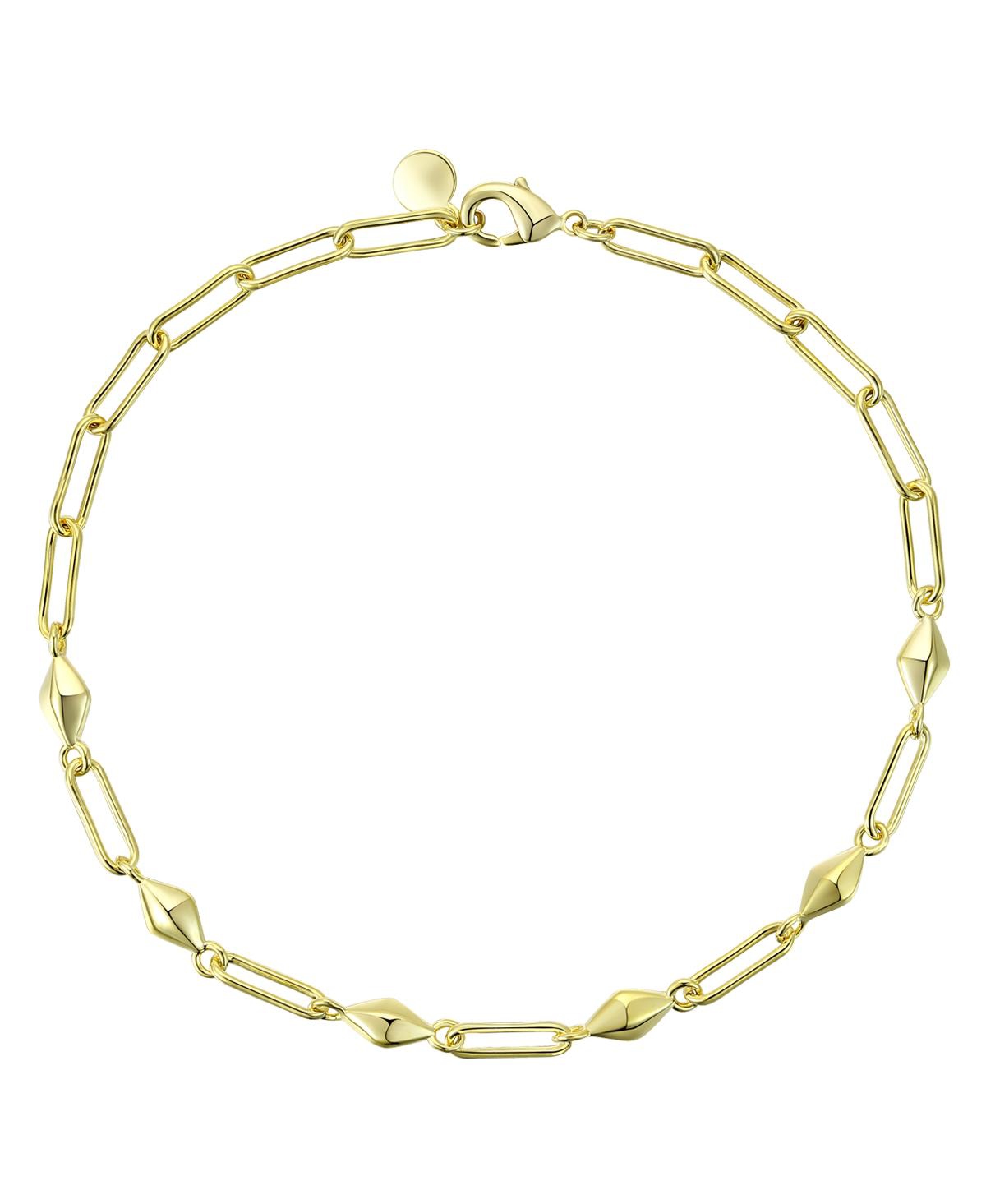 Sophisticated 14K Gold Plated Paperclip Link & Chain Bracelet - Gold