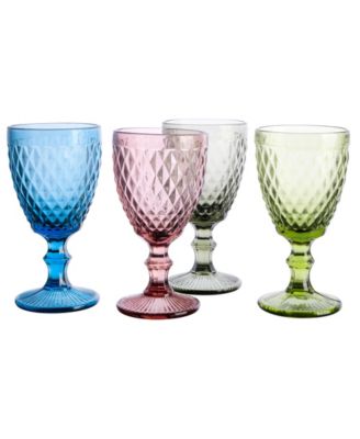 Gibson Home 4 Piece Rainbow Hue Colored Goblet Set - Macy's
