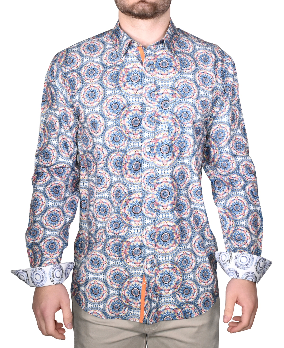 Shop Vintage 1946 Men's Printed Long-sleeve Woven Shirt In Navy
