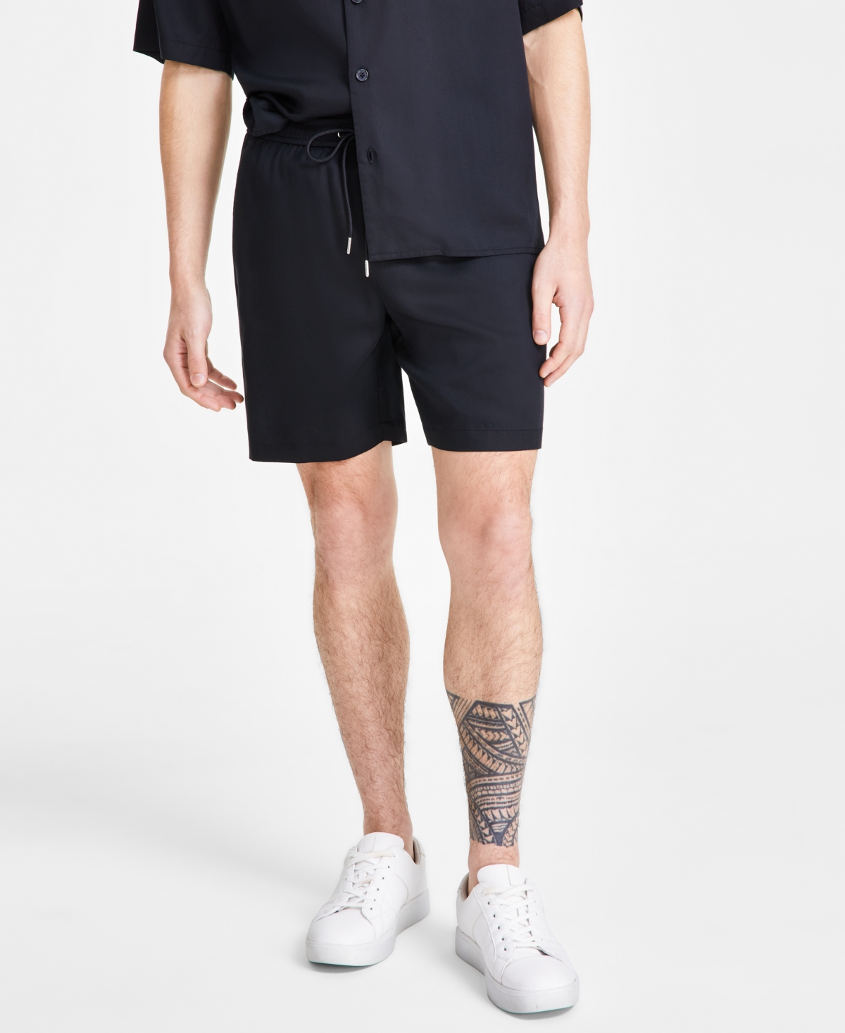 Shop Inc International Concepts Men's Erik Regular-fit 7" Drawstring Shorts, Created For Macy's In Deep Black