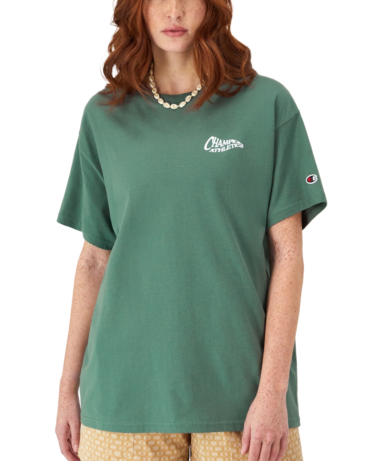 Shop Champion Women's Oversized Drop-shoulder Graphic Tee In Nurture Green