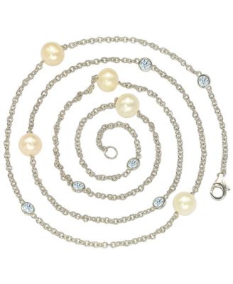 Suzy Levian   Pearl and Cubic Zirconia Station Necklace