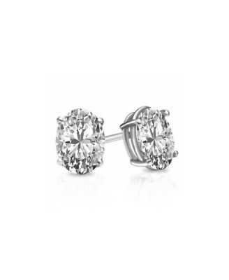 Suzy Levian Sterling Silver Cubic Zirconia Oval-Cut Classic Stud Earrings