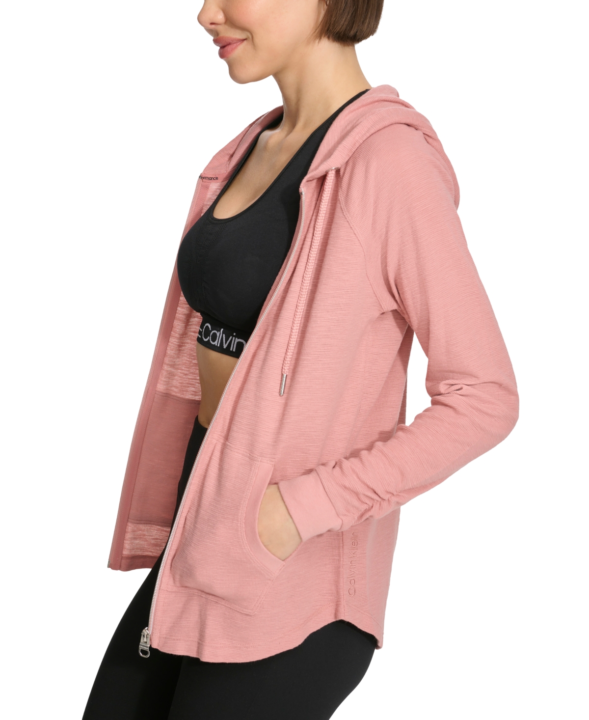 Calvin Klein Performance Ruched-Sleeve Zip Hoodie, Xs-3X