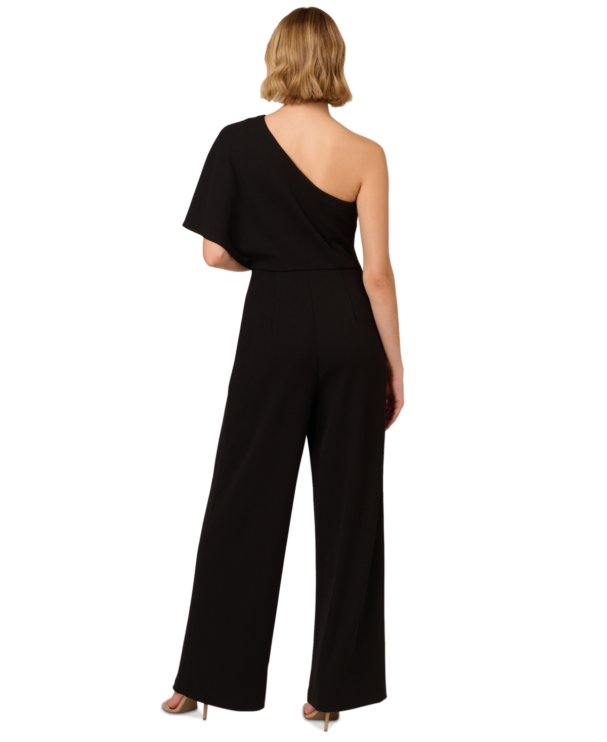 Shop Adrianna Papell Women's Colorblocked Overlay Jumpsuit In Black Ivory