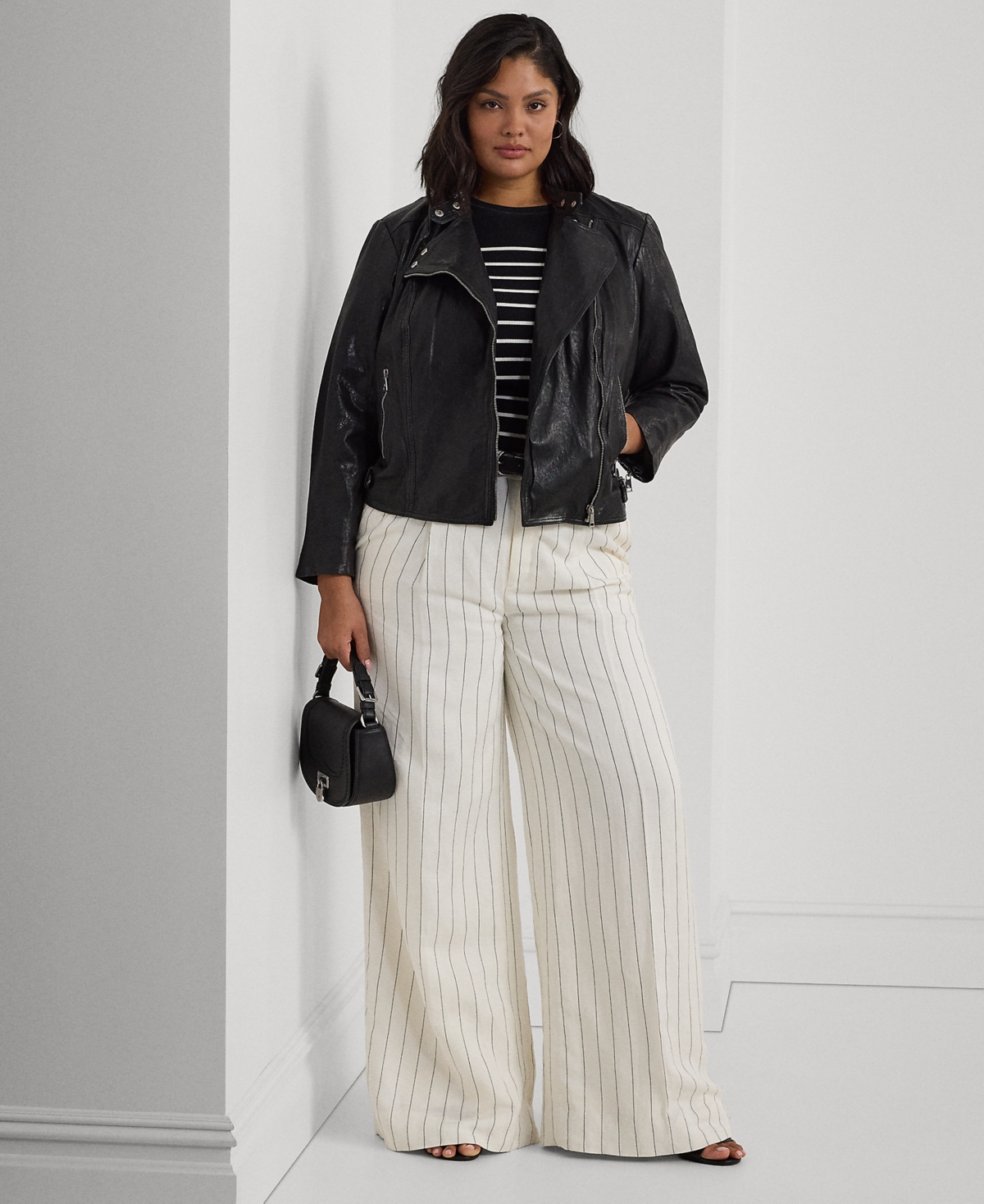 Lauren Ralph Lauren Plus Size Leather Moto Jacket