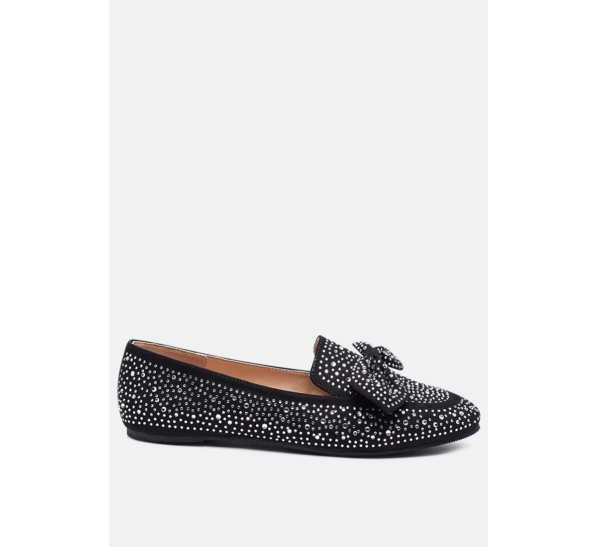 LONDON RAG DEWDROPS EMBELLISHED CASUAL BOW LOAFERS