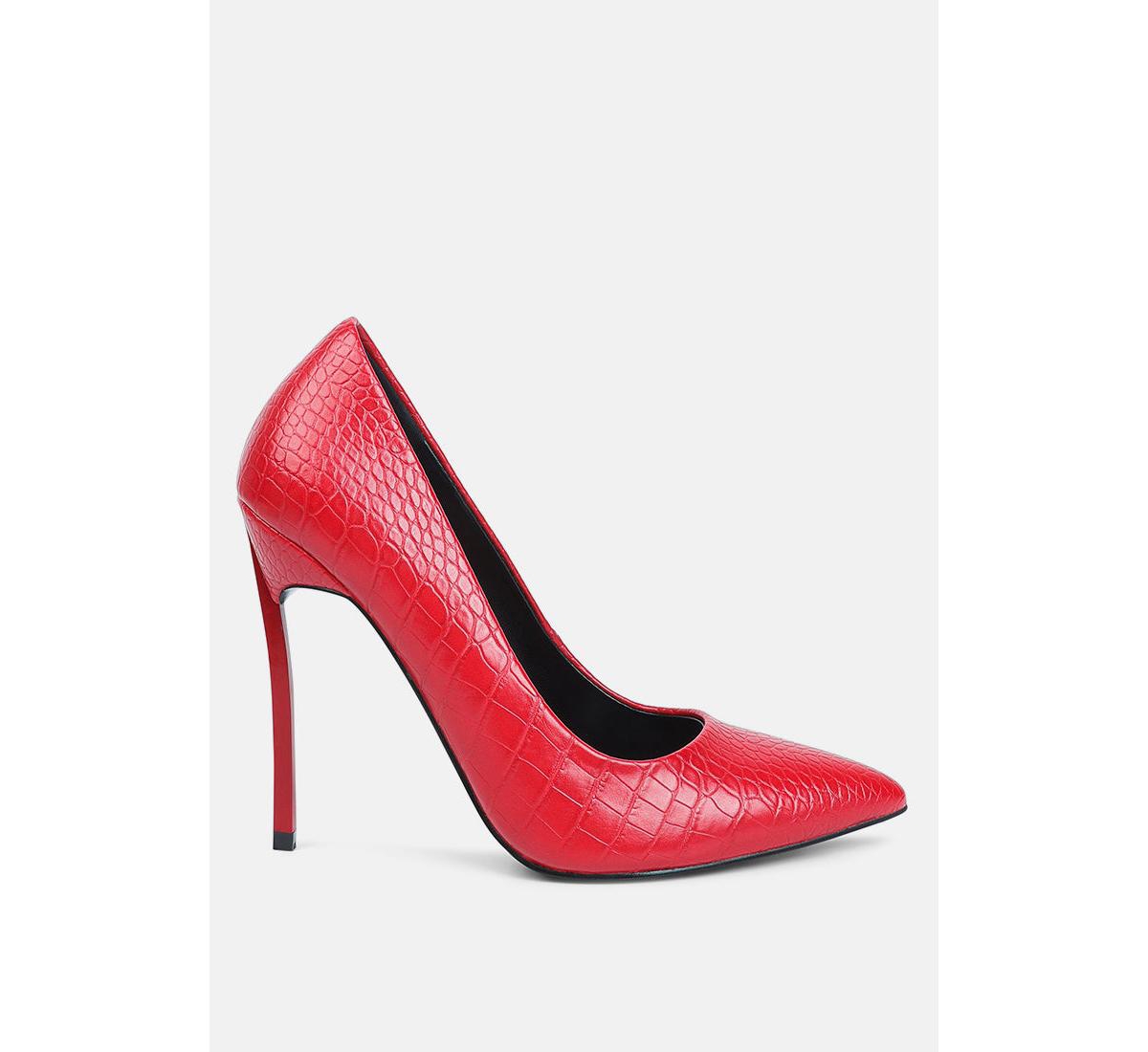 urchin croc high stiletto heel pumps - Red