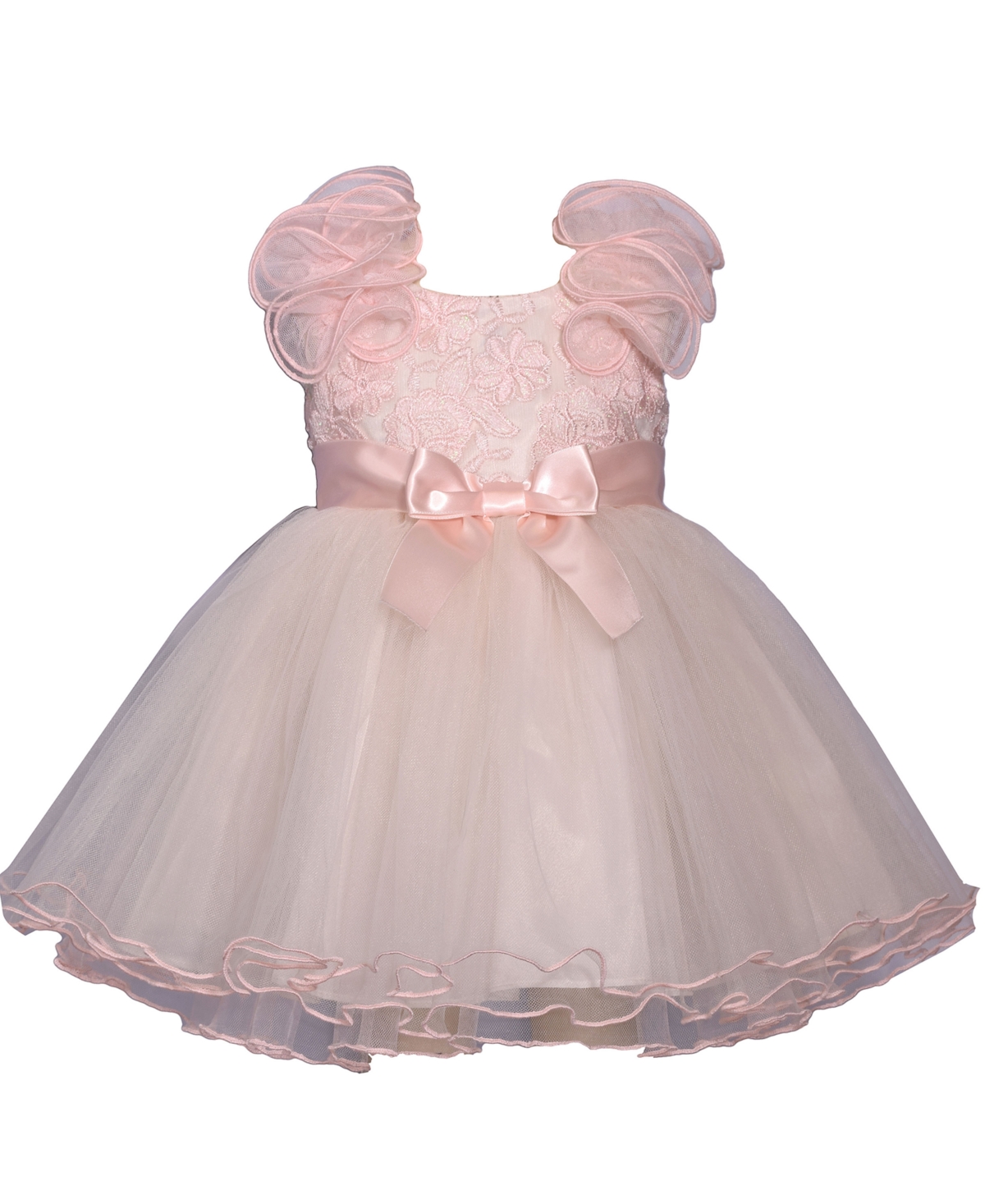 Shop Bonnie Baby Baby Girls Sleeveless Sparkle Embroidery To Mesh Ballerina Dress In Bls