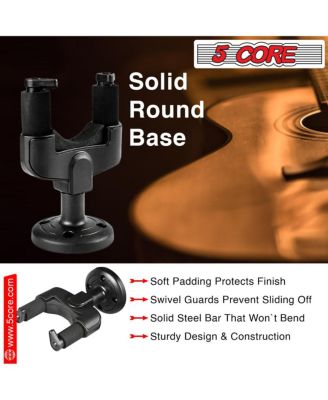 Guitar Wall Mount Hanger Black 2 Pack | Easy Lock and Adjustable