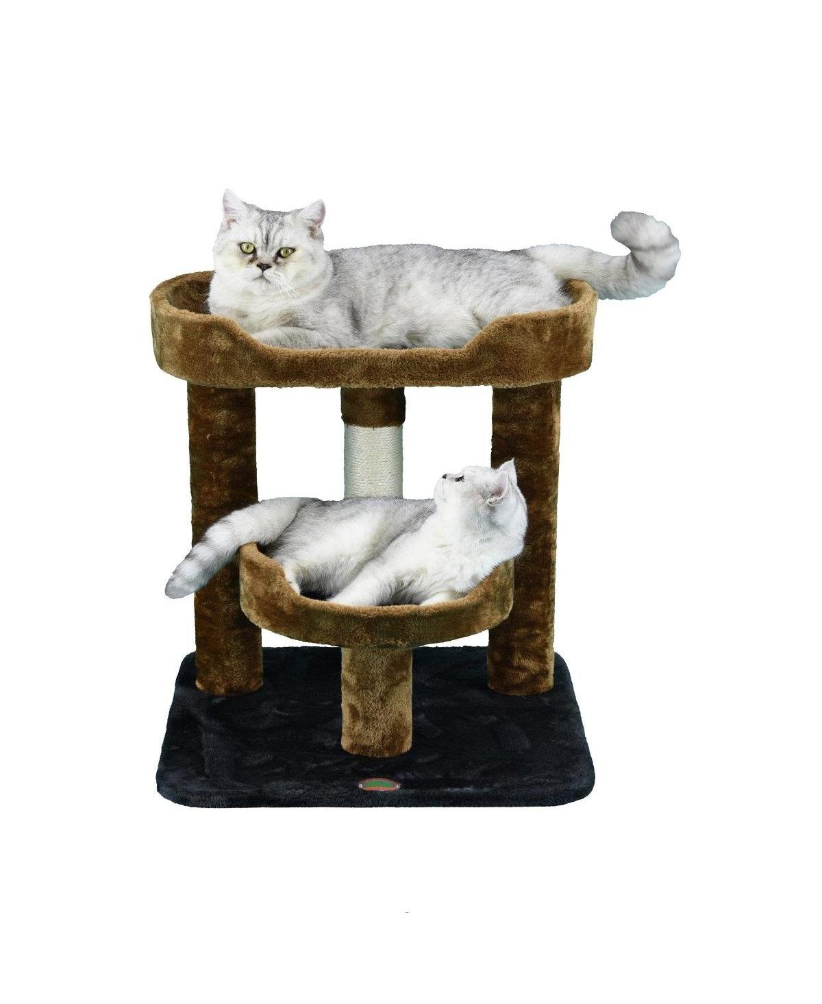 F3028 23 in. Cat Tree Perch with Large Perch F3109, Brown & Black - Black