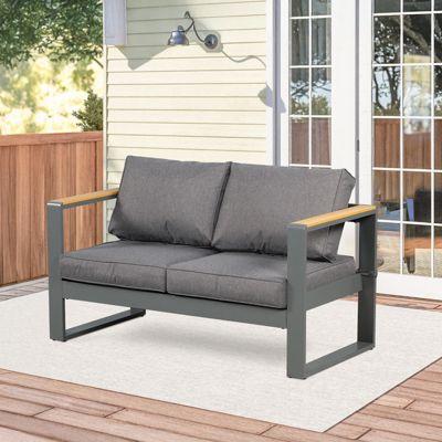 Patio Furniture Loveseat - All-Aluminum Sofa Couch with Upgraded Frame, Wider Design, and Thick Cushions for Outdoor Comfort.