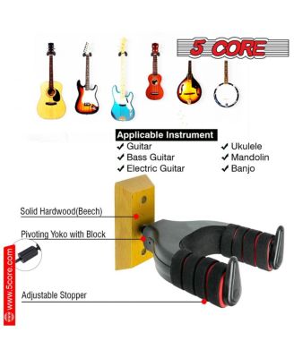 Guitar Wall Mount Hanger| Guitar Hook Cradle and Wall Mount Auto Lock, Sturdy, Secure and Adjustable Holder