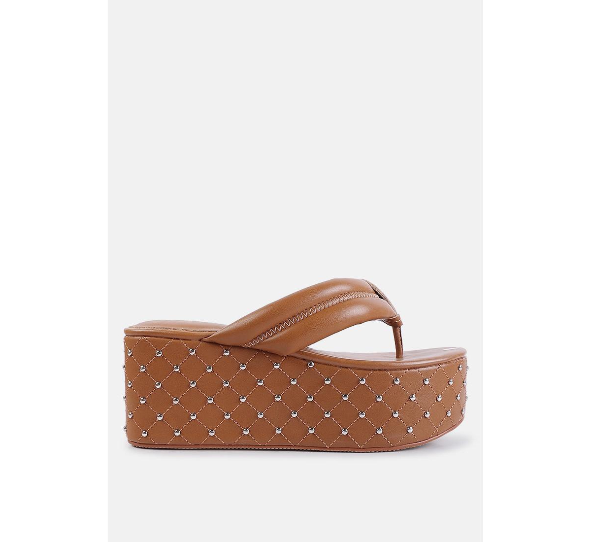 London Rag Cupcake Quilted Rhinestone Platform Quilted Sandals