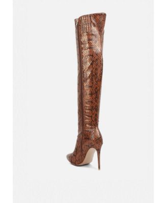 Women's Catalina Snake Print Stiletto Knee Boots